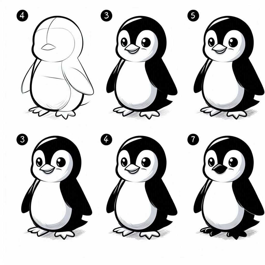 Cartoons To Draw For Beginners, penguins