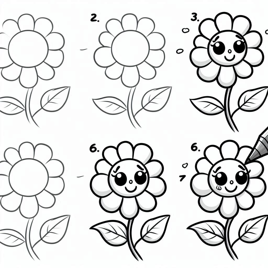 Cartoons To Draw For Beginners sunflower