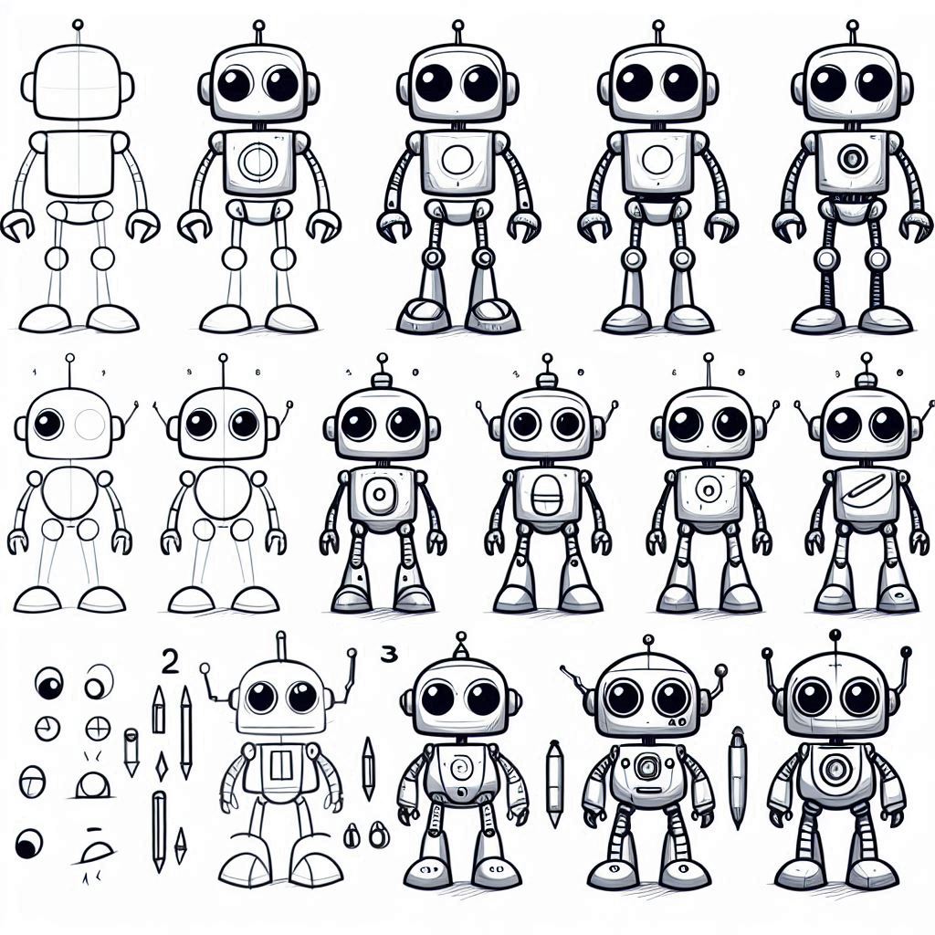 Cartoons To Draw For Beginners, robots